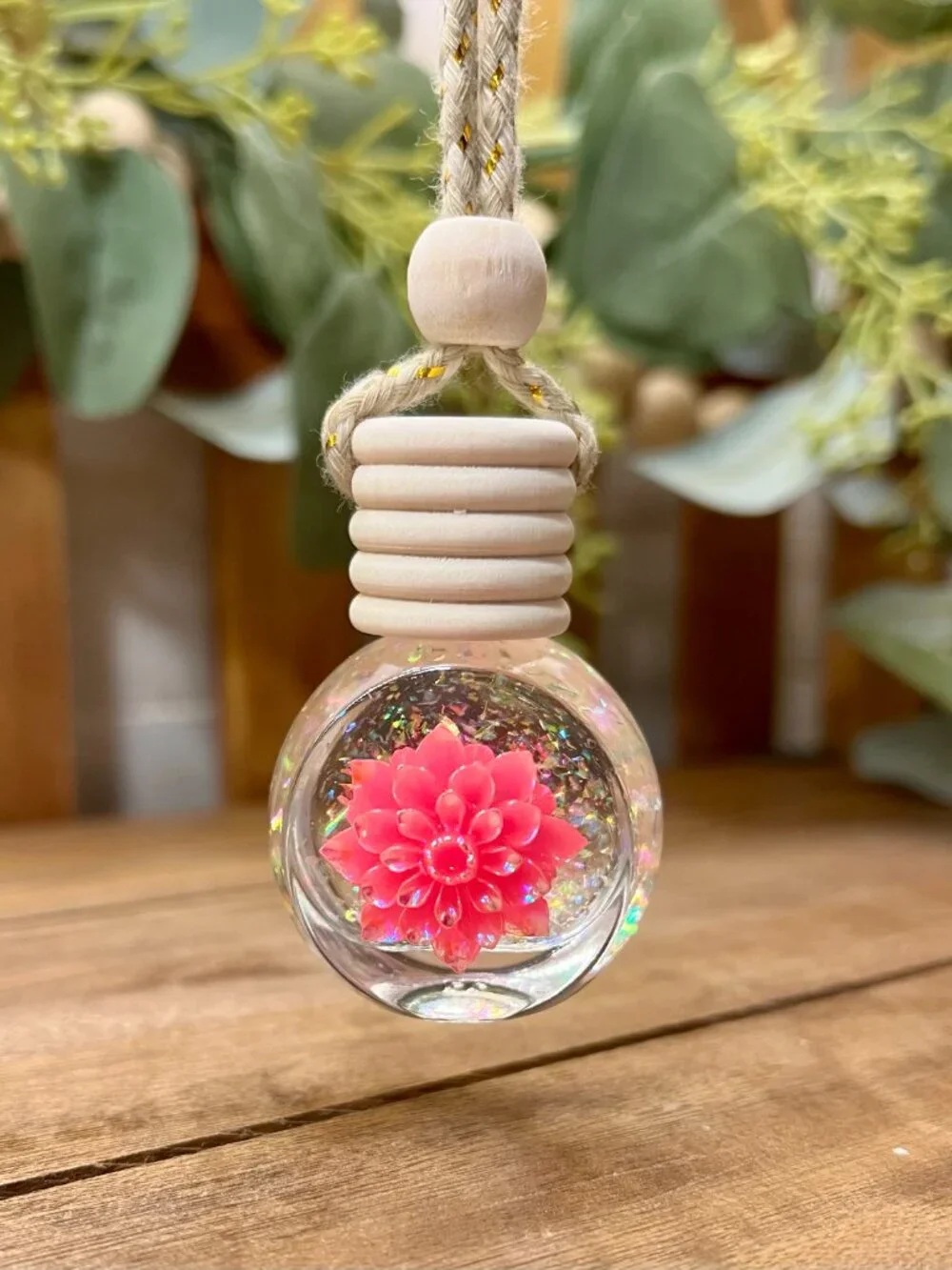 Hot Pink Flower Car Diffuser, Pink Car Air Freshener, Fragrance Oil, Car Charm